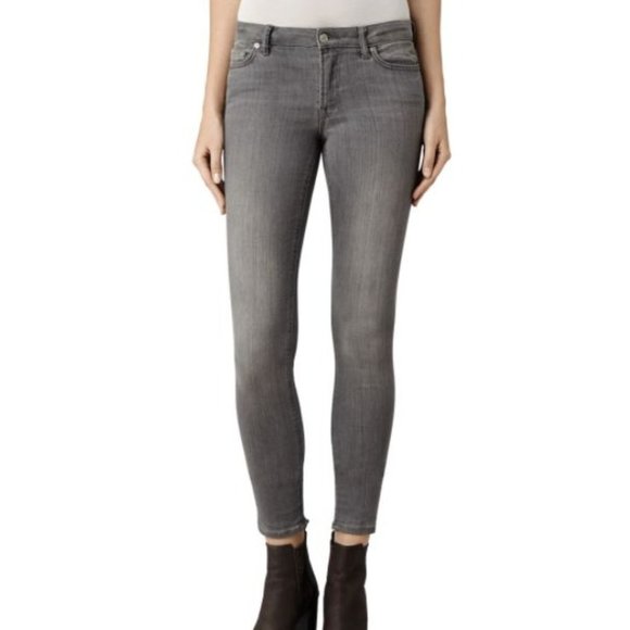 All Saints Women's MAST Skinny Denim Jeans Washed Gray Size W29 - Picture 2 of 16